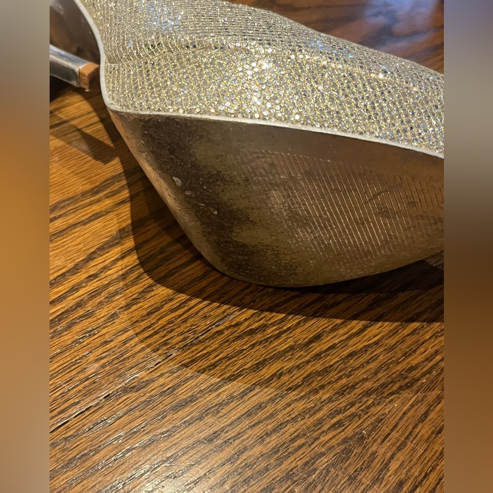 Michael Kors Glittering Silver Peep Toe Heels - Picture 15 of 15